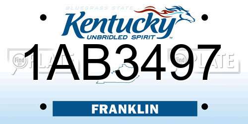 1AB3497 Kentucky License Plate