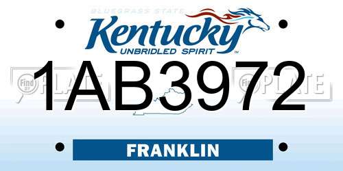 1AB3972 Kentucky License Plate