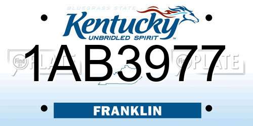 1AB3977 Kentucky License Plate