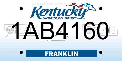 1AB4160 Kentucky License Plate