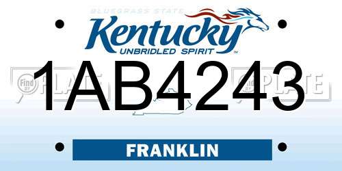 1AB4243 Kentucky License Plate