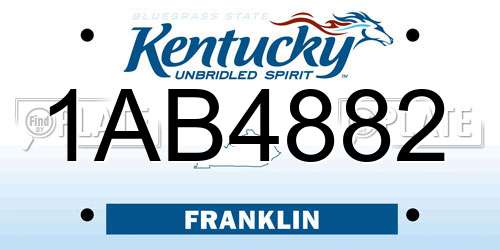 1AB4882 Kentucky License Plate