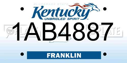1AB4887 Kentucky License Plate