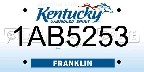 1AB5253 Kentucky License Plate