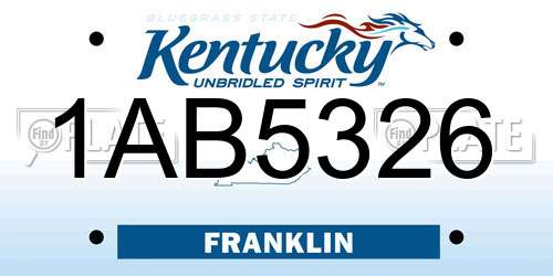 1AB5326 Kentucky License Plate