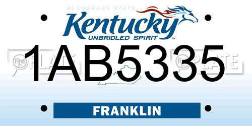 1AB5335 Kentucky License Plate