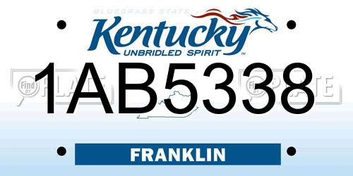 1AB5338 Kentucky License Plate