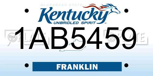 1AB5459 Kentucky License Plate