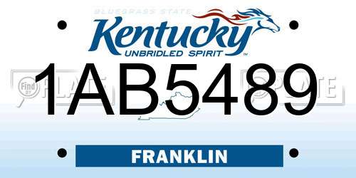 1AB5489 Kentucky License Plate