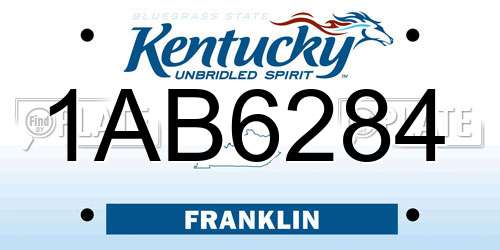 1AB6284 Kentucky License Plate
