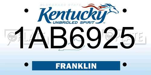 1AB6925 Kentucky License Plate