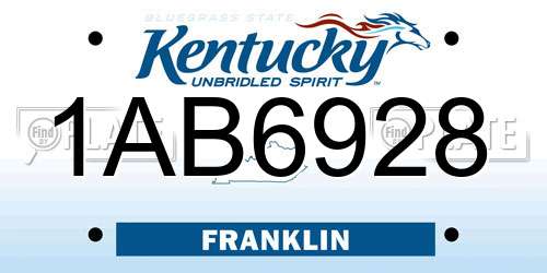 1AB6928 Kentucky License Plate