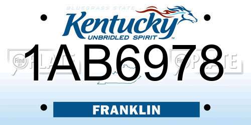 1AB6978 Kentucky License Plate