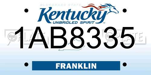 1AB8335 Kentucky License Plate