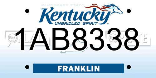 1AB8338 Kentucky License Plate