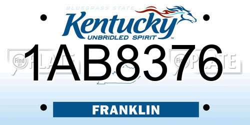 1AB8376 Kentucky License Plate