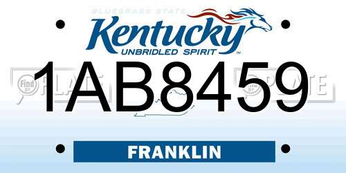 1AB8459 Kentucky License Plate