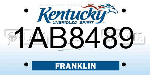 1AB8489 Kentucky License Plate
