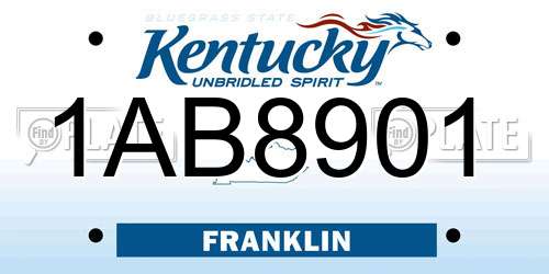1AB8901 Kentucky License Plate