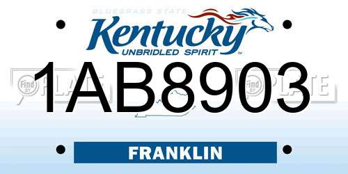 1AB8903 Kentucky License Plate
