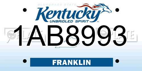 1AB8993 Kentucky License Plate