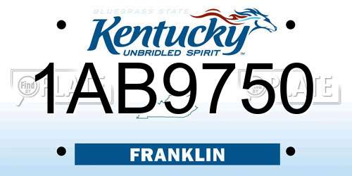 1AB9750 Kentucky License Plate
