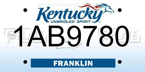 1AB9780 Kentucky License Plate