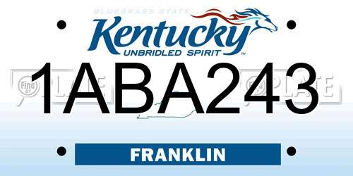1ABA243 Kentucky License Plate