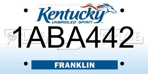 1ABA442 Kentucky License Plate