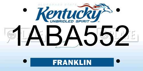 1ABA552 Kentucky License Plate