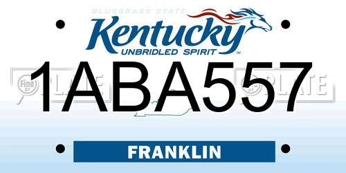 1ABA557 Kentucky License Plate