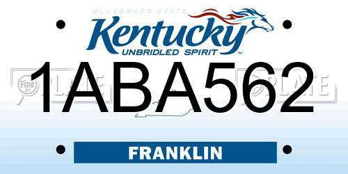 1ABA562 Kentucky License Plate