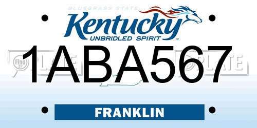 1ABA567 Kentucky License Plate