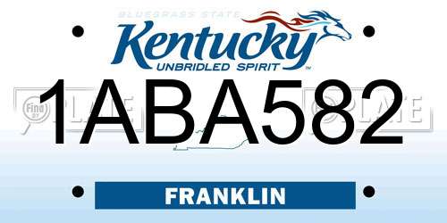 1ABA582 Kentucky License Plate