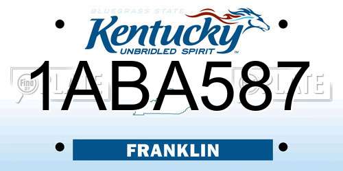 1ABA587 Kentucky License Plate