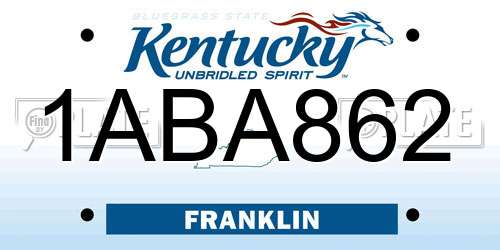 1ABA862 Kentucky License Plate