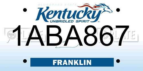 1ABA867 Kentucky License Plate