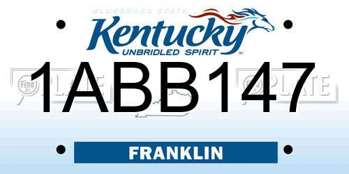 1ABB147 Kentucky License Plate