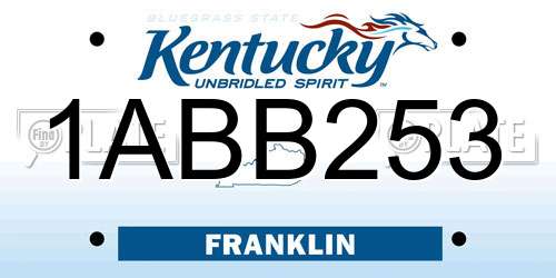 1ABB253 Kentucky License Plate