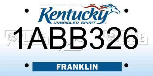 1ABB326 Kentucky License Plate