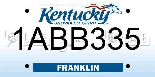 1ABB335 Kentucky License Plate