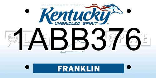 1ABB376 Kentucky License Plate