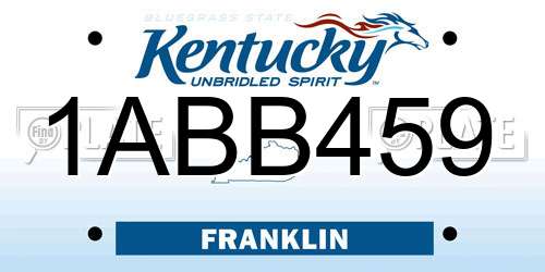 1ABB459 Kentucky License Plate