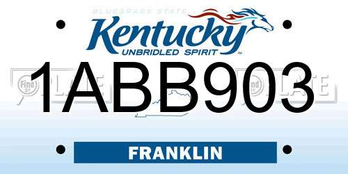 1ABB903 Kentucky License Plate
