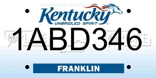1ABD346 Kentucky License Plate