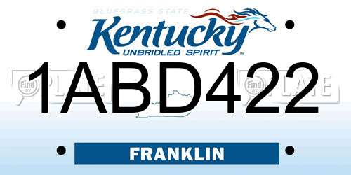 1ABD422 Kentucky License Plate