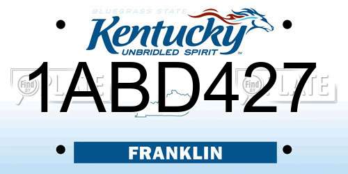 1ABD427 Kentucky License Plate