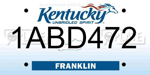 1ABD472 Kentucky License Plate