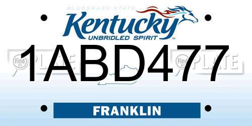 1ABD477 Kentucky License Plate
