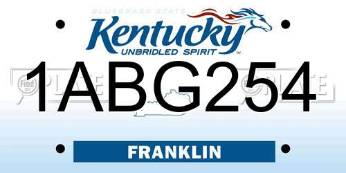 1ABG254 Kentucky License Plate